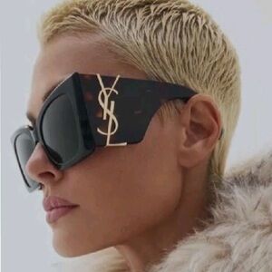 BRAND NEW, Auth. Saint Laurent Black Sunglasses with Gold YSL Accent